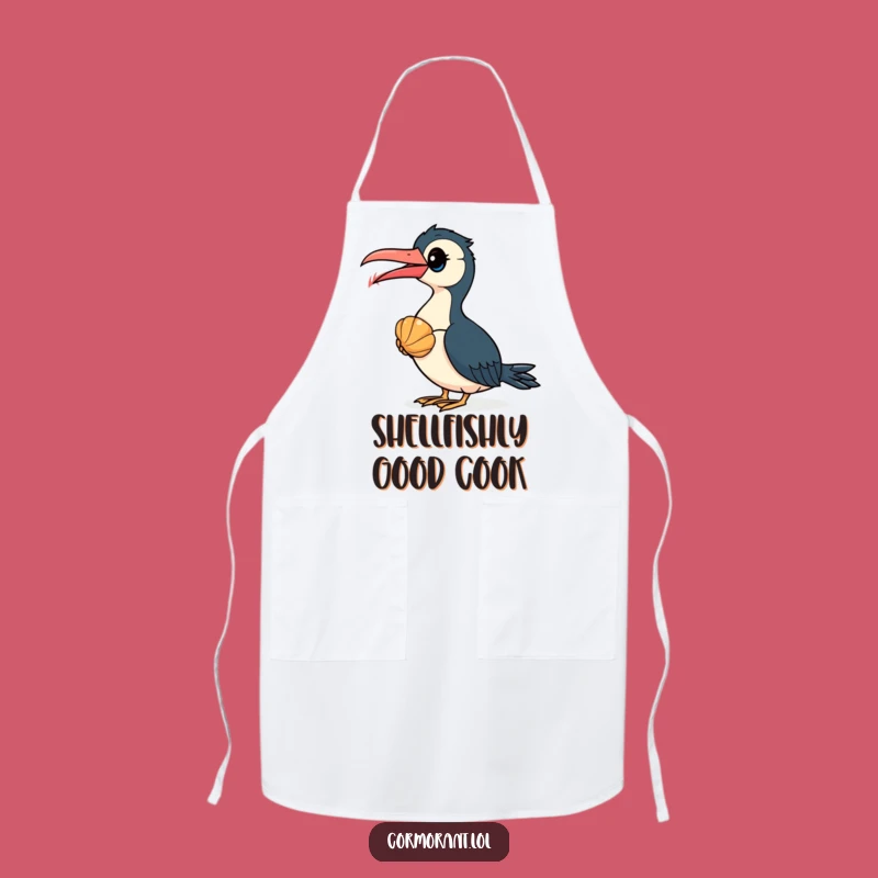 Funny Cormorant Seashell Apron - Cooking Bird Lover Kitchen Gift