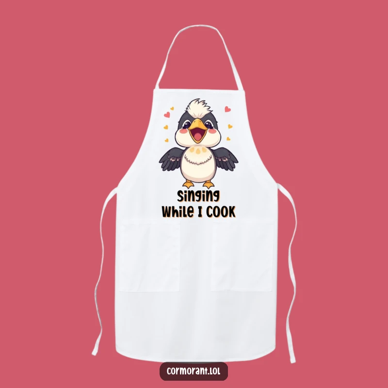 Funny Cormorant Singing Apron: Happy Chef Wear for Melodic Cooking