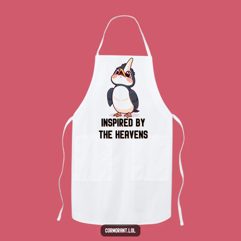 Funny Kawaii Cormorant Sky Gaze Apron: Ponder While You Cook