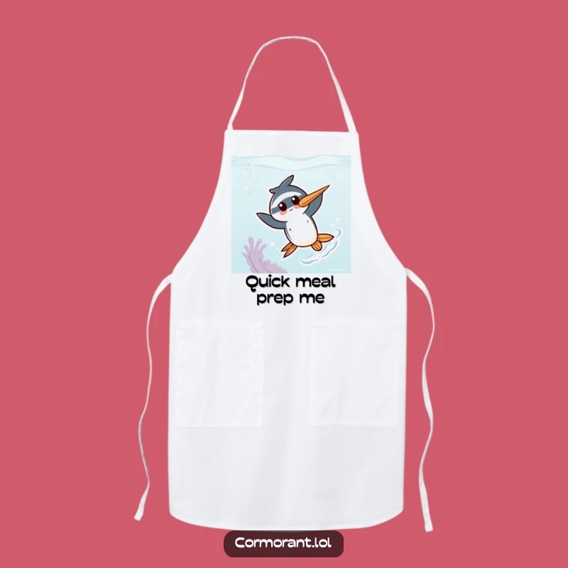 Funny Kawaii Cormorant Apron: Energetic Chef Wear for Underwater Fun