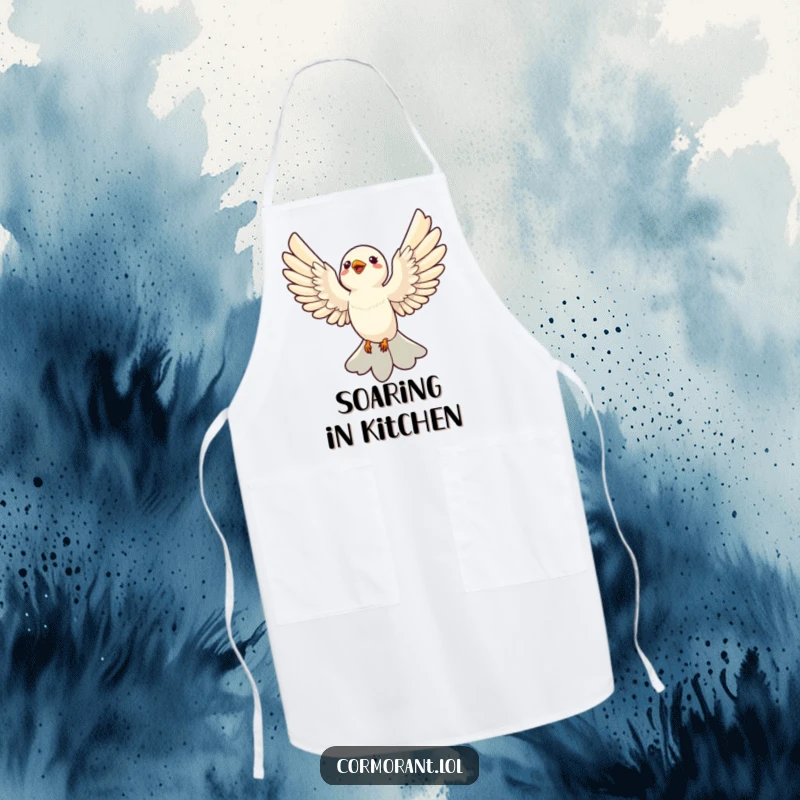 Funny Apron: A sleek bird soaring with wings outstretched, ready to add humor to any kitchen task.