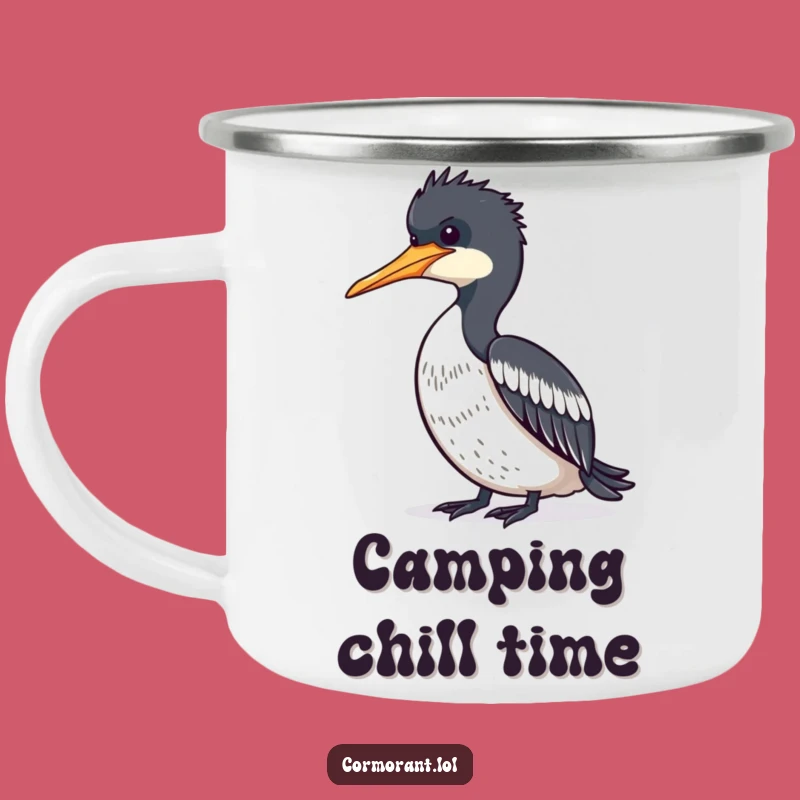 Funny Cormorant Campfire Calm Mug: Hilarious Bird Design for Relaxed Outdoor Moments