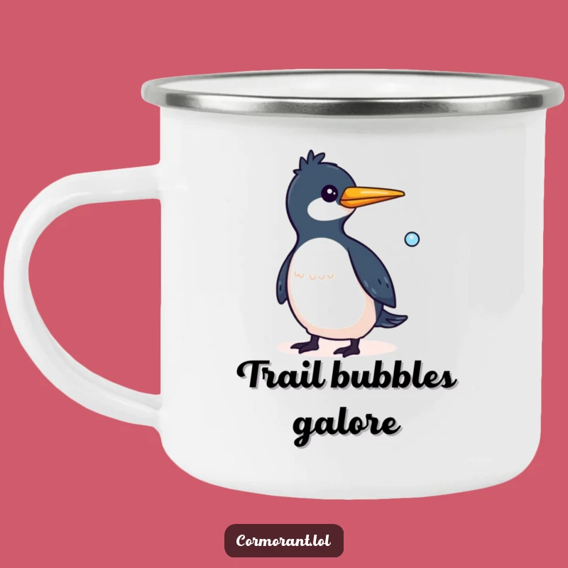 Funny Cormorant Bubble Camping Mug: Whimsical Outdoor Fun Gift