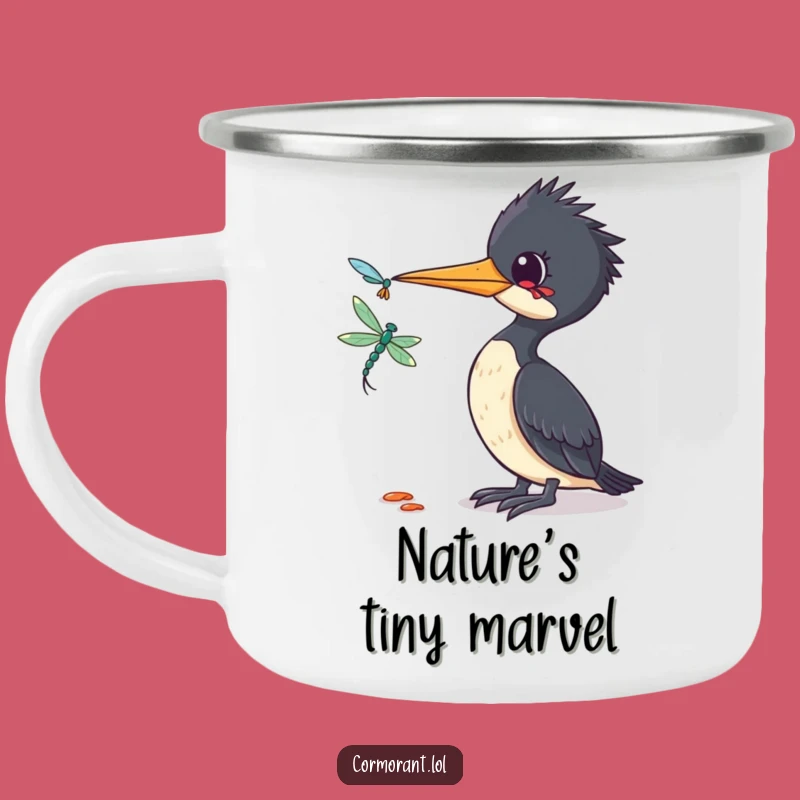 Funny Cormorant Dragonfly Camping Mug: Observe Nature's Wonders Outdoors