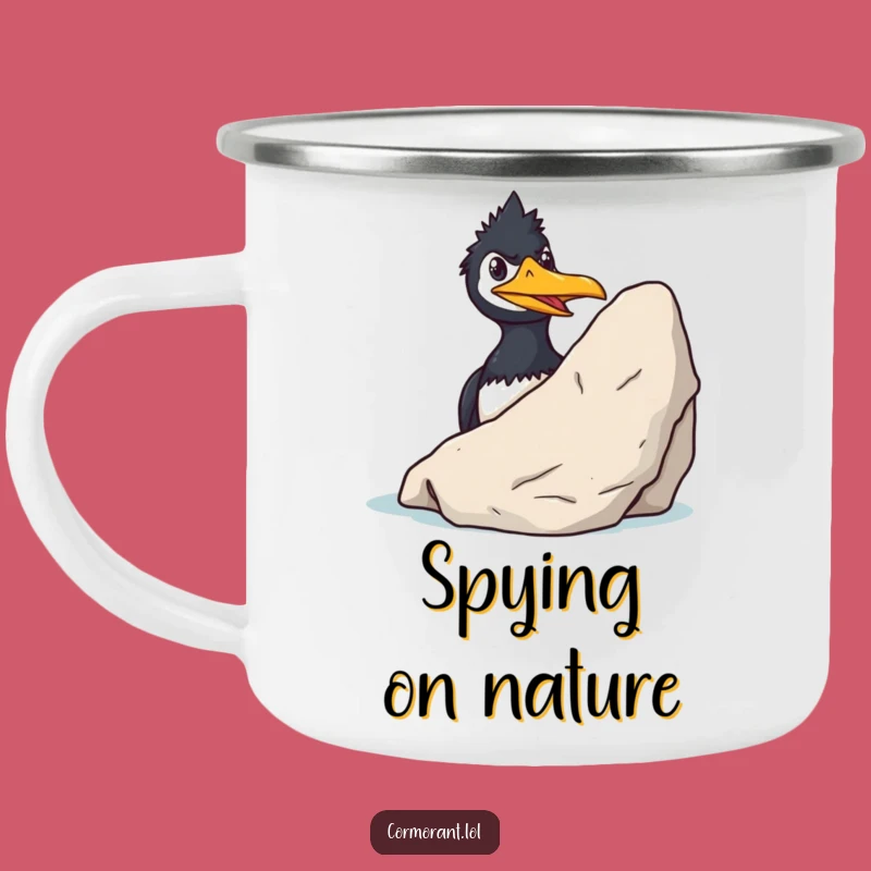 Funny Cormorant Grin Camping Mug: Sly Bird Outdoor Drinkware for Campers