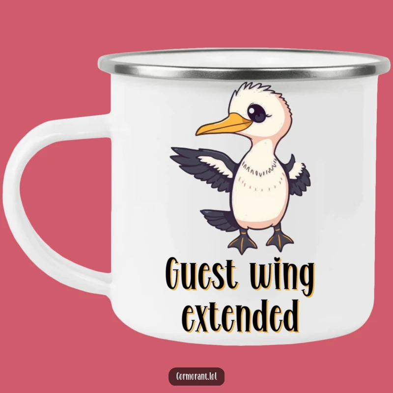 Funny Cormorant Welcome Camping Mug: Friendly Bird Outdoor Gift