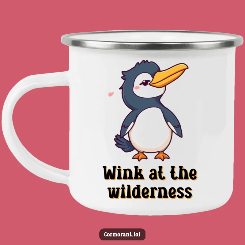 Funny Cormorant Wink Camping Mug: Cheeky Birdware for Campfire Charm