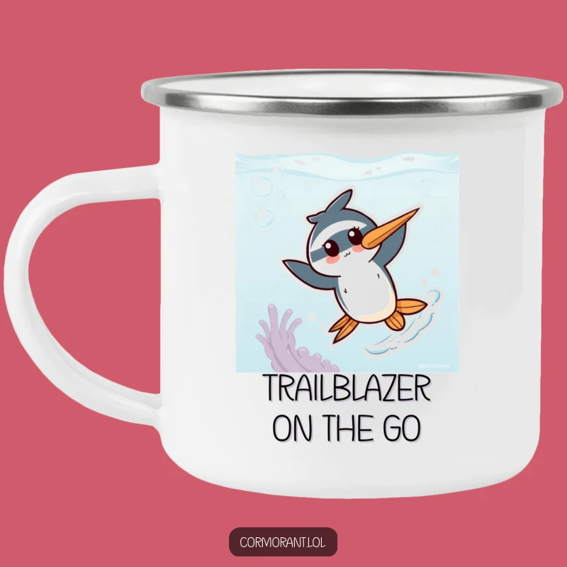 Funny Kawaii Cormorant Camping Mug: Energetic Birdware for Outdoor Fun