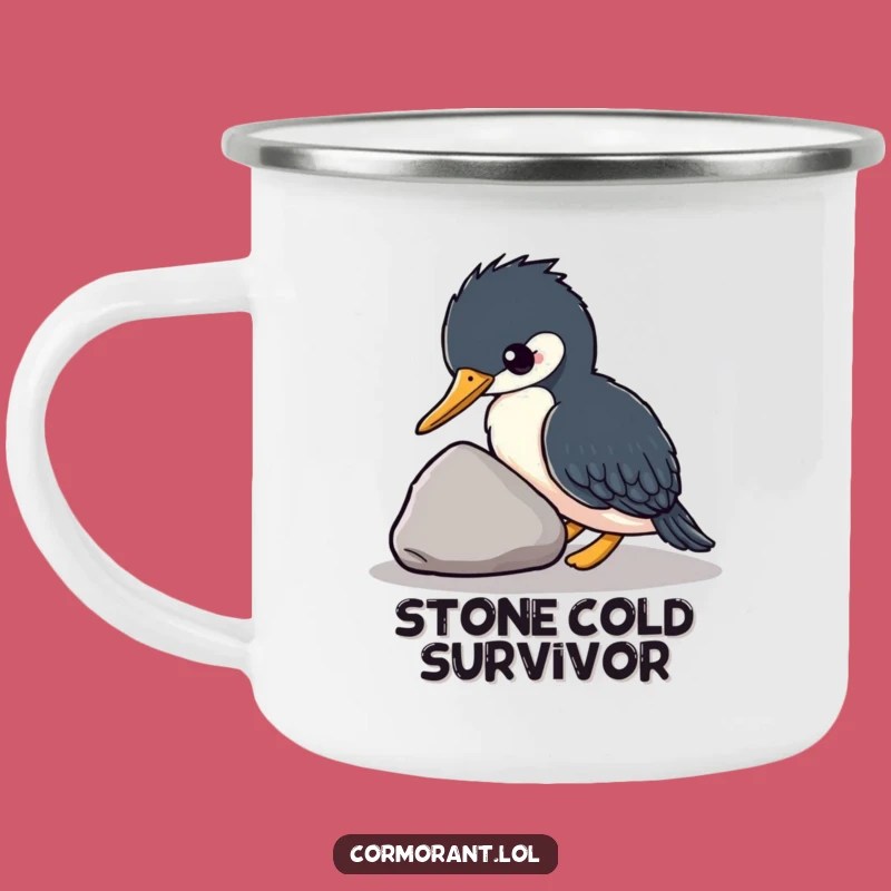 Funny Kawaii Cormorant Camping Mug, Outdoor Bird Mug, Unique Gift