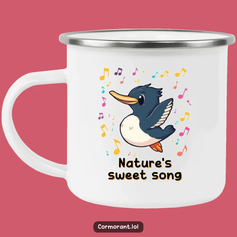 Funny Cormorant Music Dive Camping Mug: Enjoy Your Brews with Melodious Vibes