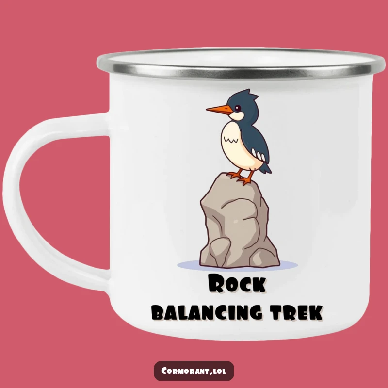 Funny Cormorant Camping Mug: Balance Outdoors, Precarious Perch, Perfect Gift