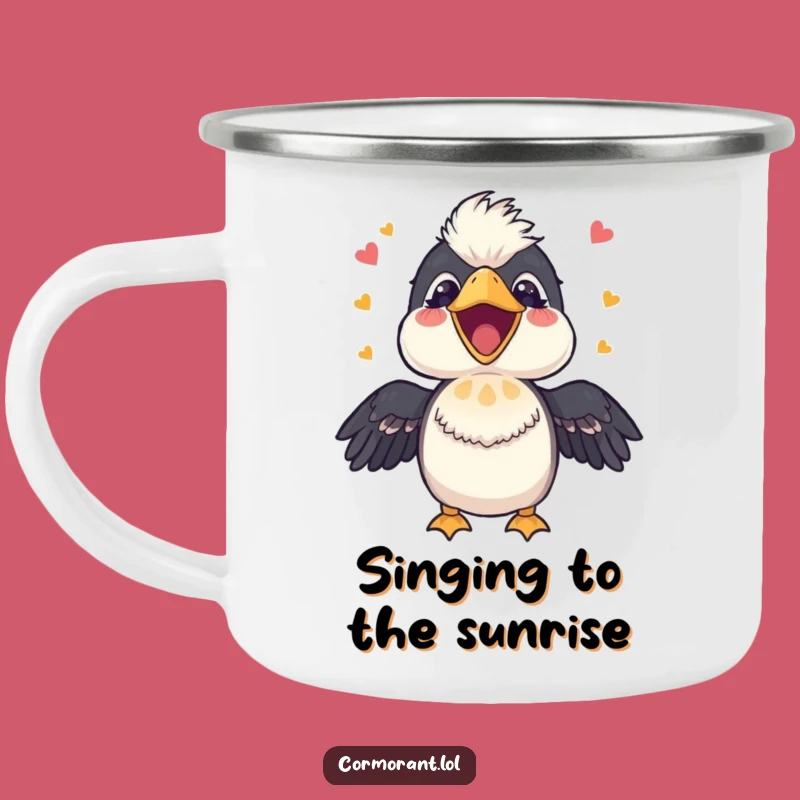 Funny Cormorant Singing Camping Mug: Happy Birdware for Melodic Adventures
