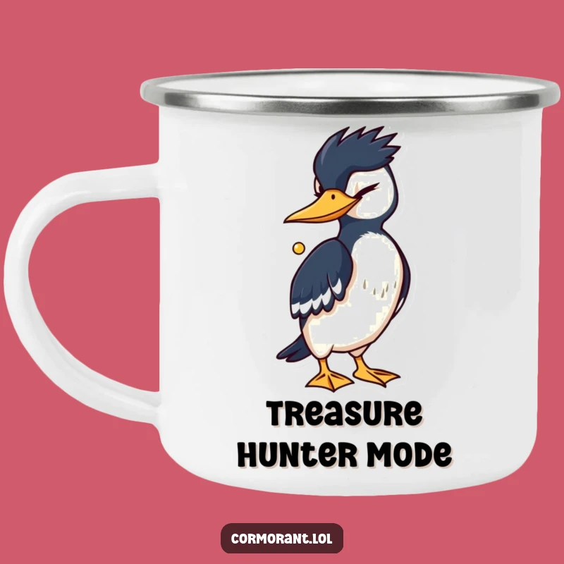 Funny Cormorant Wink Camping Mug - Adventurous Bird Treasure Cup Gift