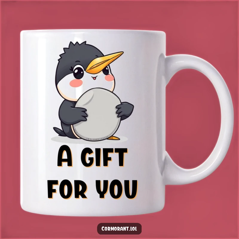 Funny Cormorant Pebble Gift Mug: A Sweet Bird's Present, Perfect for Laughs
