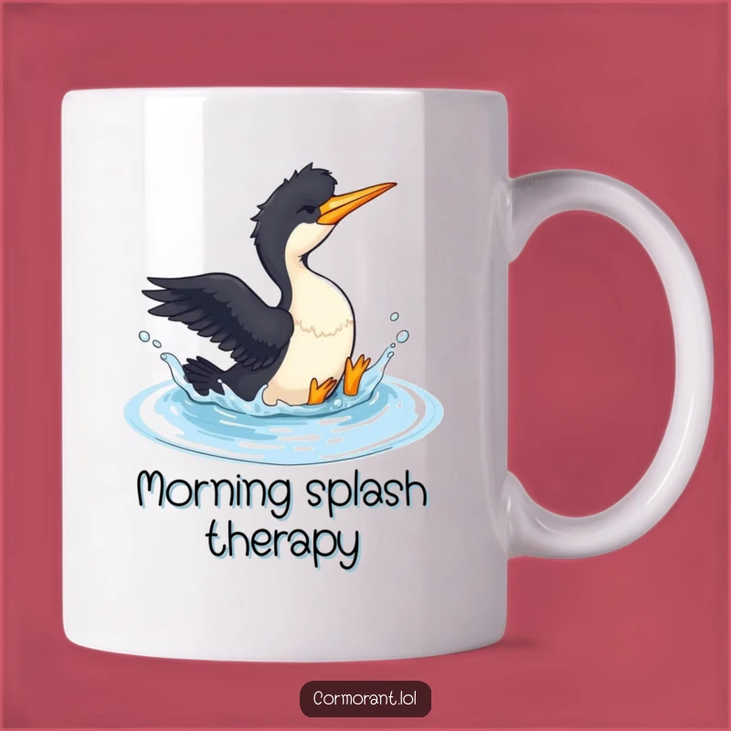 Funny Cormorant Splashing Mug - Hilarious Bird Bath Humor Gift