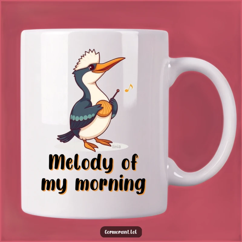 Funny Cormorant Seashell Music Mug: Melodious Humor Gift for Bird Lovers