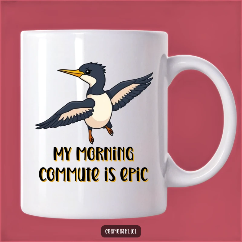 Funny Cormorant Silhouette Mug: Sleek Bird Gliding Gift for Bird Lovers