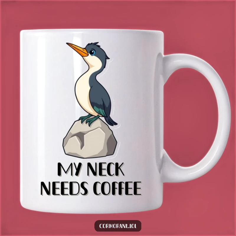 Funny Cormorant Neck Stretch Mug: Curious Bird Stretches Neck, Perfect Quirky Gift Mug