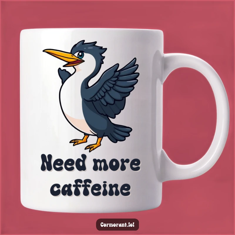 Funny Energetic Cormorant Flight Prep Mug: Hilarious Bird Action Gift for Go-Getters