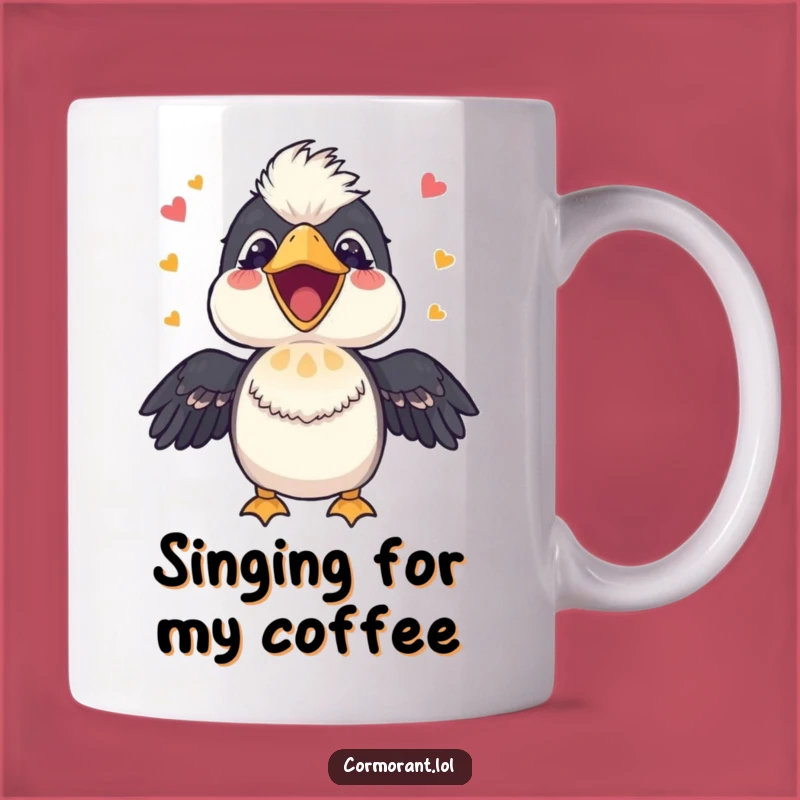 Funny Cormorant Singing Mug: Happy Bird Tune Gift for Joyful Mornings