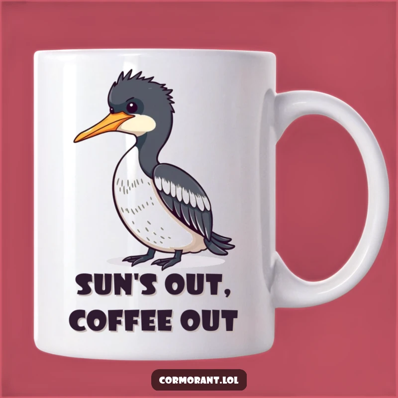 Funny Relaxed Cormorant Sunbathing Mug: Hilarious Bird Lover Gift for Calm Moments