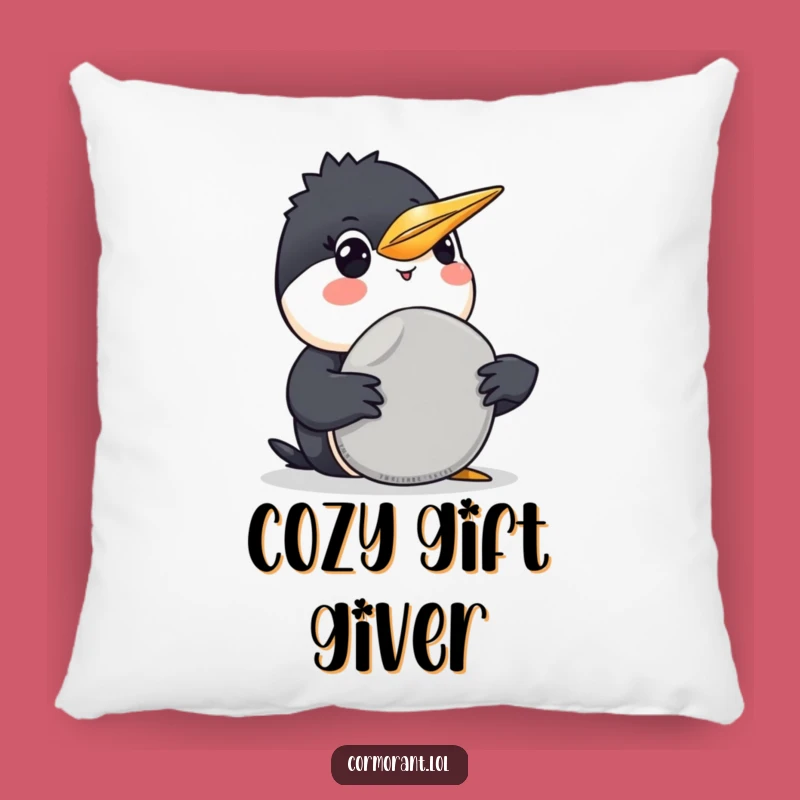 Funny Cormorant Pebble Pillow: Snuggle with This Bird's Sweet Present
