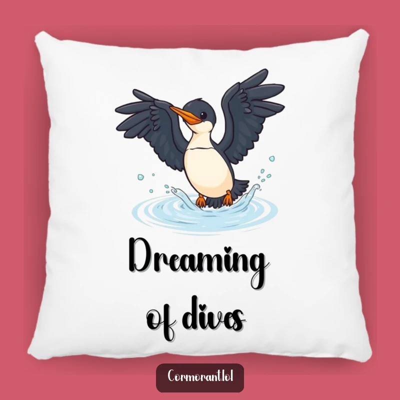 Funny Cormorant Dive Pillow - Adorable & Hilarious Water Bird Decor Gift!