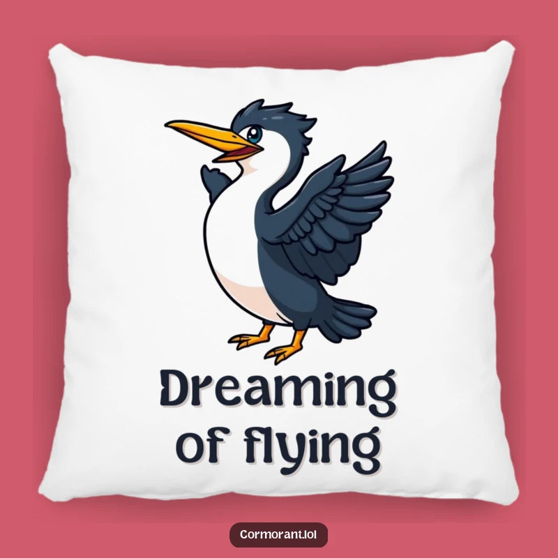 Funny Cormorant Power Pillow: Hilarious Bird Comfort for Energetic Moments