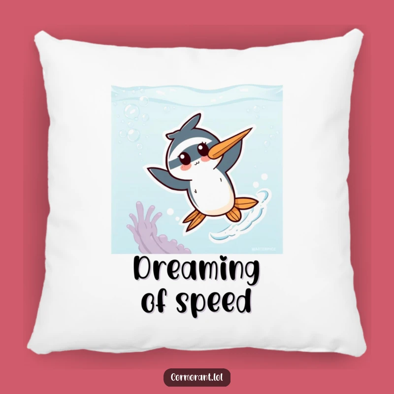 Funny Kawaii Cormorant Pillow: Cozy Cushion with Energetic Underwater Charm