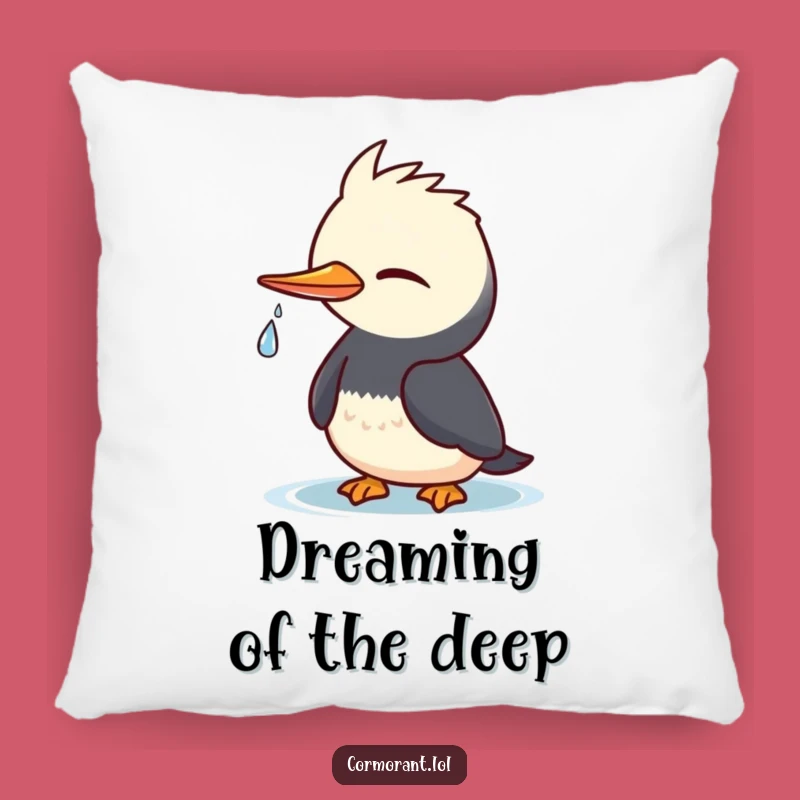 Funny Cormorant Wink Pillow: Kawaii Bird Comfort, Adorable & Hilarious Funny Gift Accent