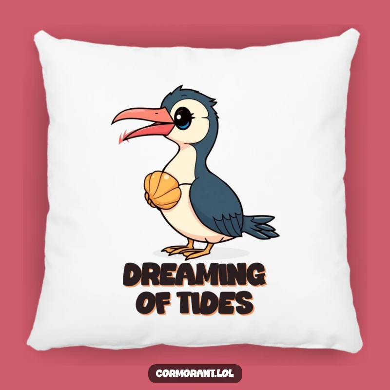 Funny Cormorant Seashell Pillow - Comfy Bird Decor Cozy Gift