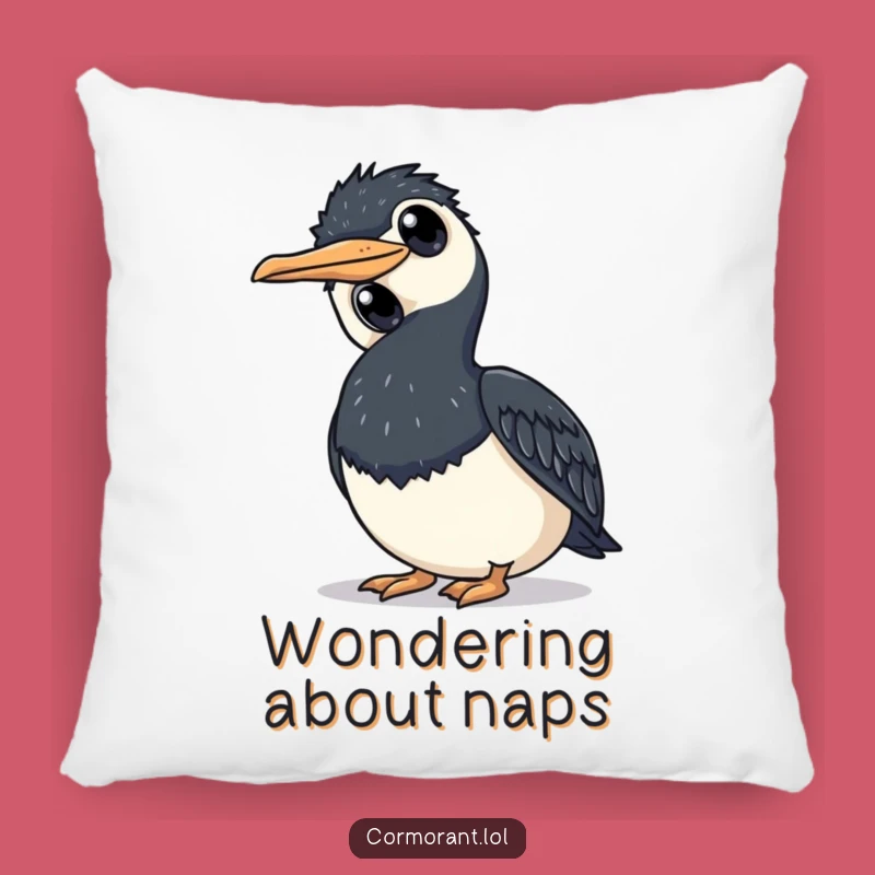 Funny Cormorant Curiosity Pillow - Adorable & Hilarious Pondering Decor Gift!
