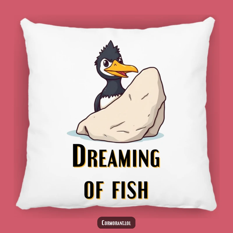 Funny Cormorant Grin Pillow: Sly Bird Cushion for Cozy Chuckles