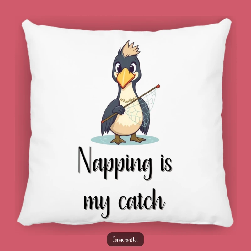 Funny Cormorant Surprise Pillow: Comedic Bird Accent Pillow for Cozy Laughs