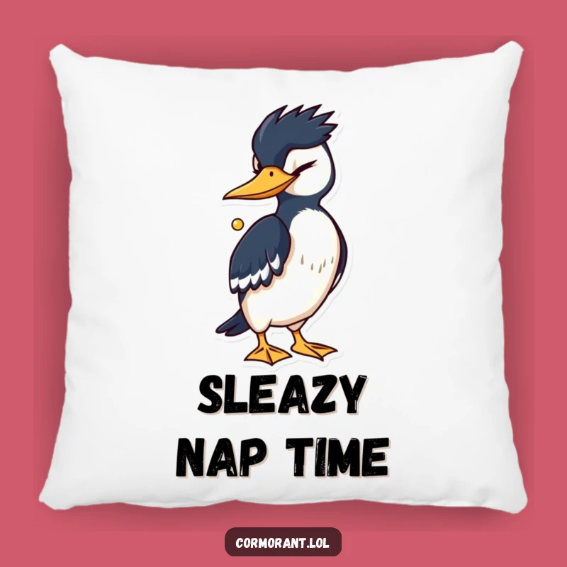 Funny Cormorant Wink Pillow - Cozy Winking Bird Decor Gift