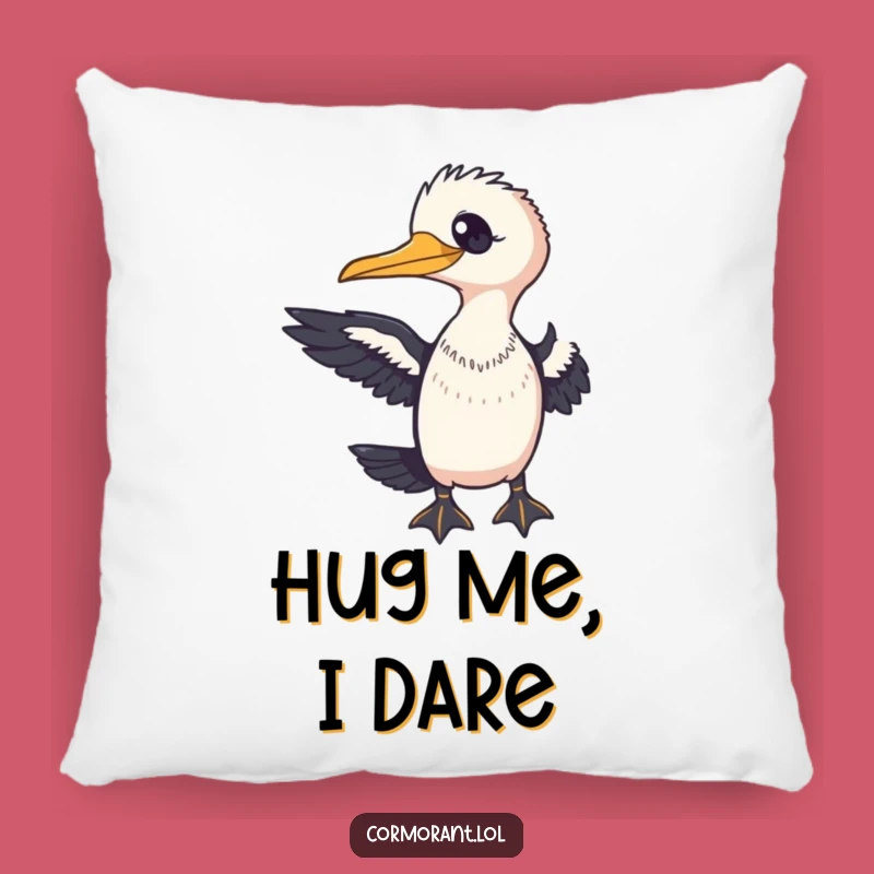 Funny Cormorant Pillow: Friendly Wing Gesture, Cozy Comfort Gift