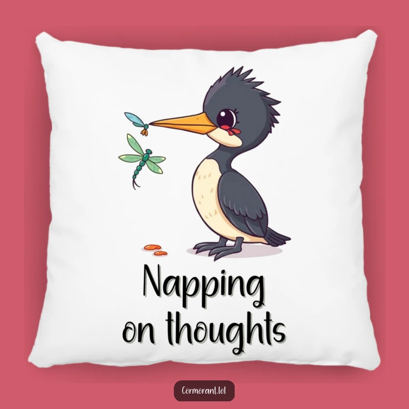 Funny Cormorant Dragonfly Pillow: Cuddle Up with Curious Charm