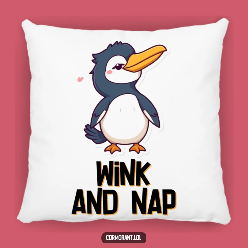 Funny Cormorant Wink Pillow: Cozy Cushion with Cheeky Bird Attitude