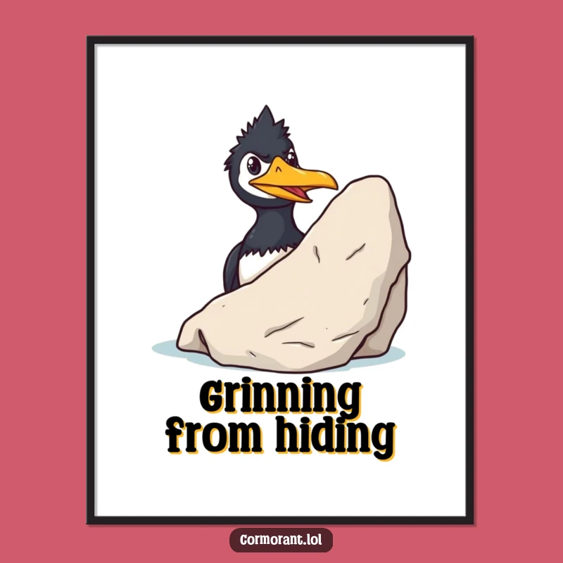 Funny Cormorant Grin Digital Art: Sly Bird Downloadable Print