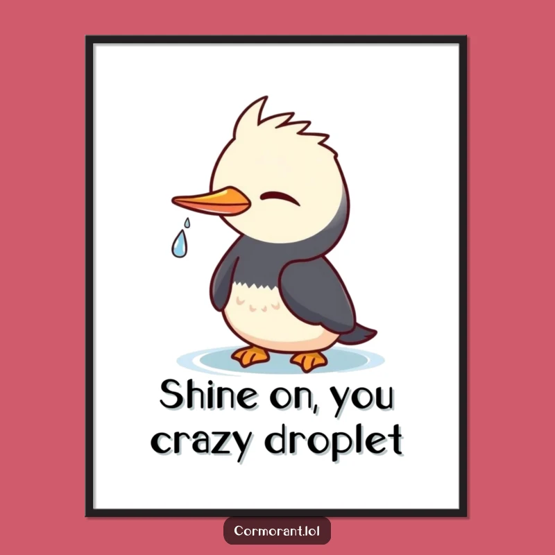 Funny Cormorant Wink Digital Art: Kawaii Bird Charm, Instant Funny Gift for Digital Displays