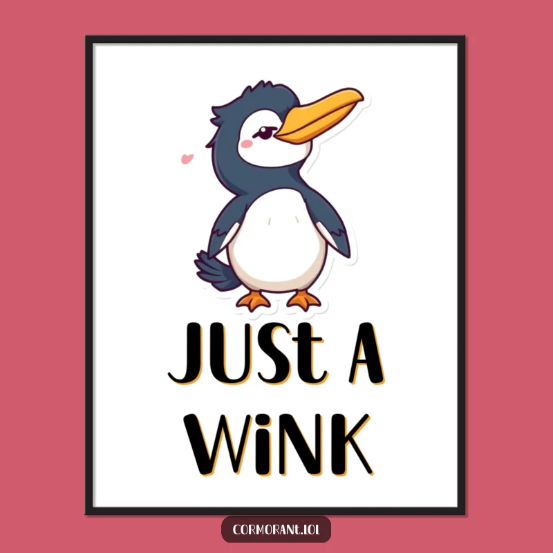 Funny Cormorant Wink Digital Print: Cheeky Bird Art for Instant Charm