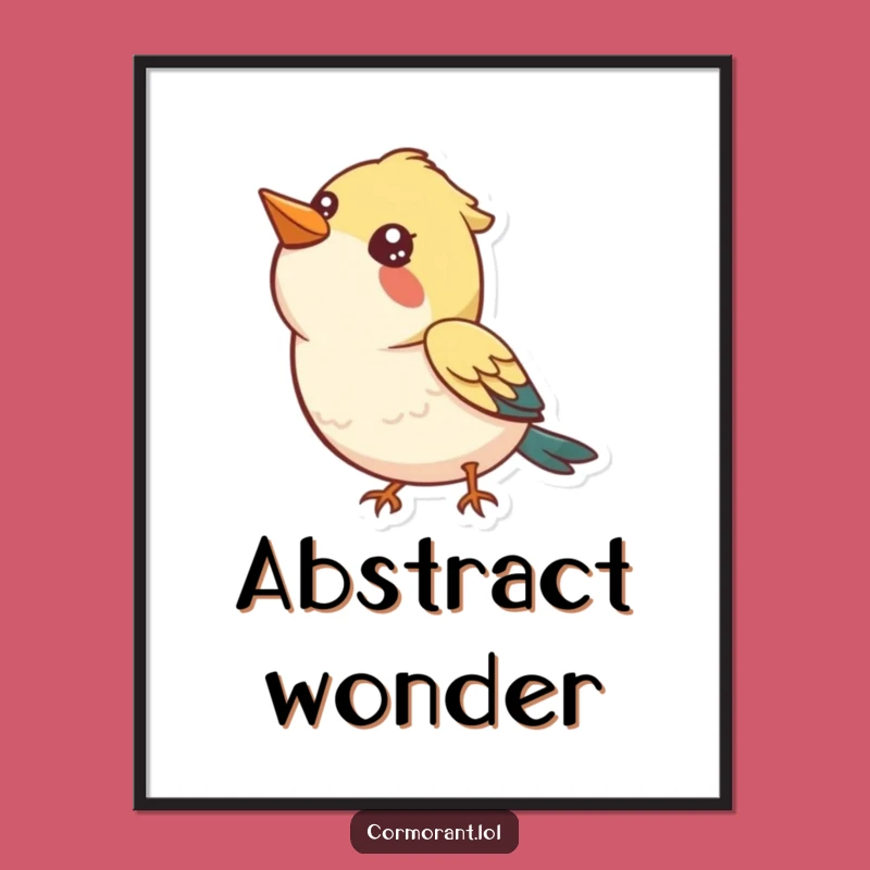 Funny Curious Bird Digital Art: Instant Optimism for Your Walls, Amazing Funny Gift!
