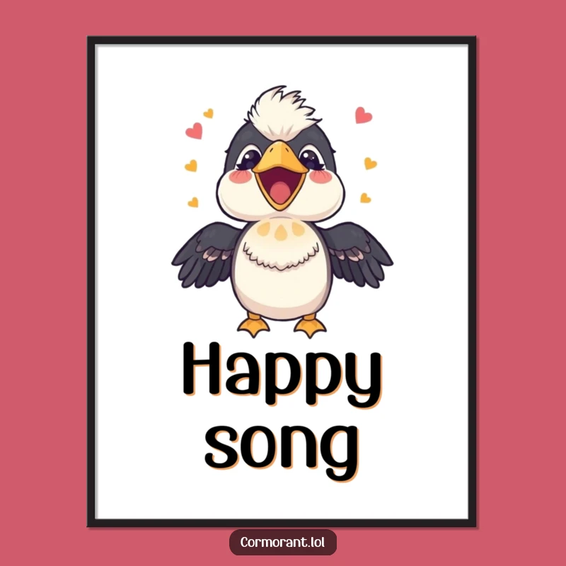 Funny Cormorant Singing Digital Print: Happy Art for Instant Joy