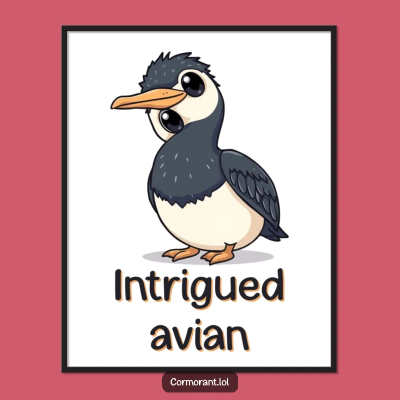 Funny Cormorant Curious Gaze Art Print - Hilarious Bird & Thoughtful Decor Gift!