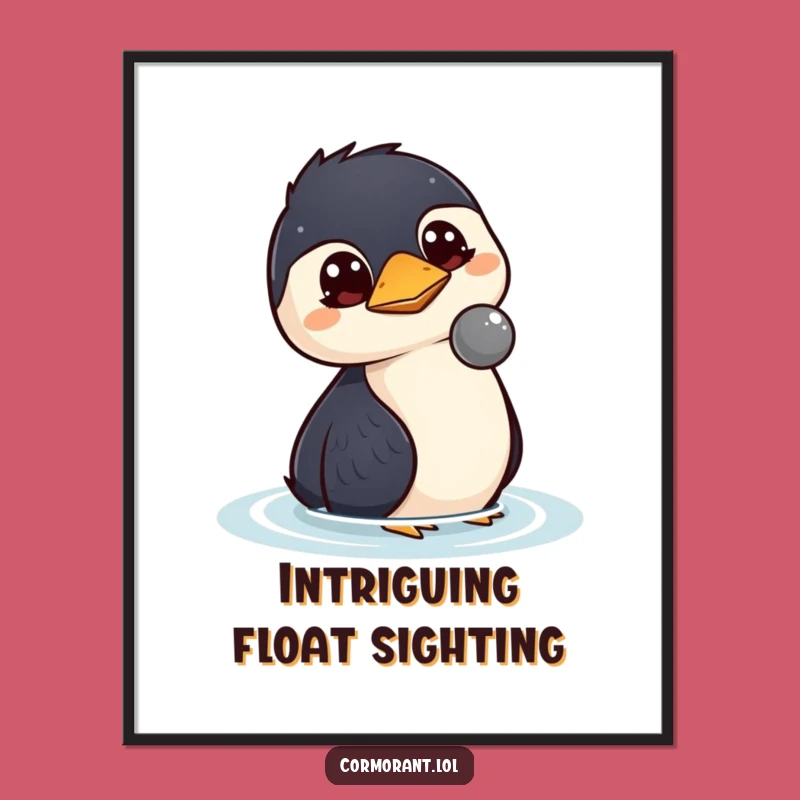 Funny Kawaii Cormorant Digital Art: Instant Curious Humor Funny Gift!