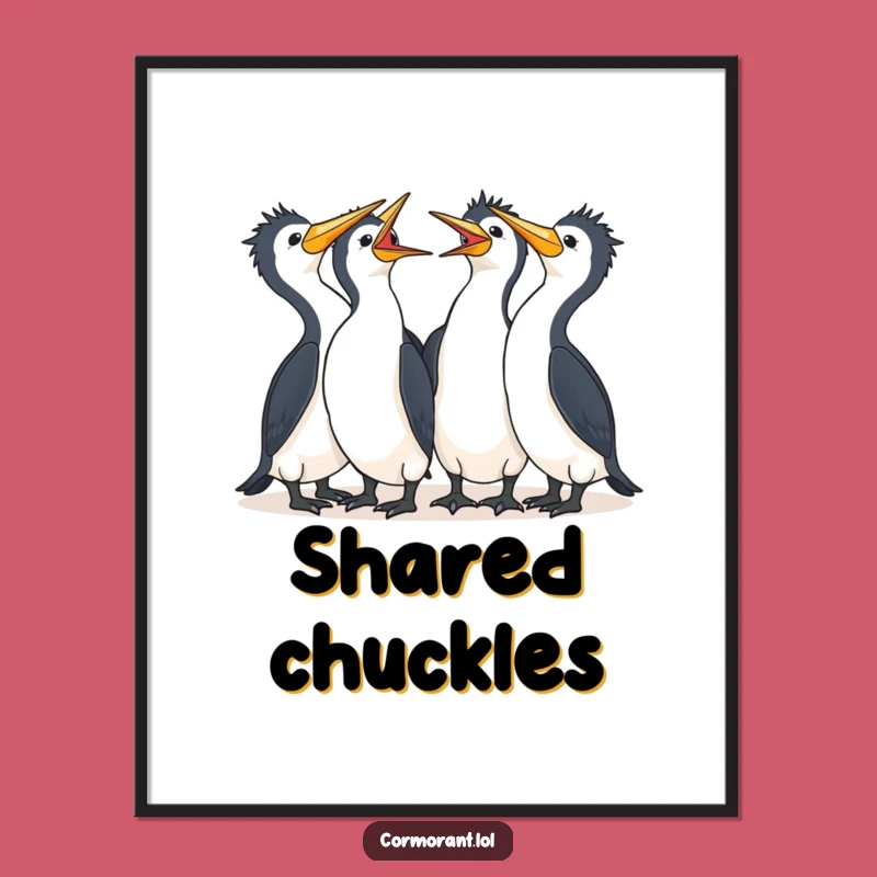 Funny Cormorant Laugh Digital Art: Group Kawaii Bird Printable, Perfect Humorous Gift!