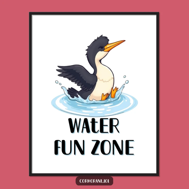 Funny Cormorant Splashing Art - Hilarious Refreshing Design Digital Print Gift