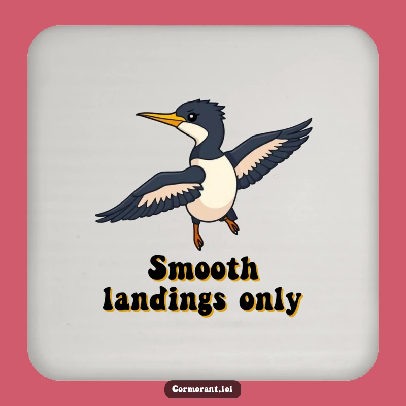 Funny Cormorant Coaster: Sleek Silhouette Gliding, Protect Surfaces Gift