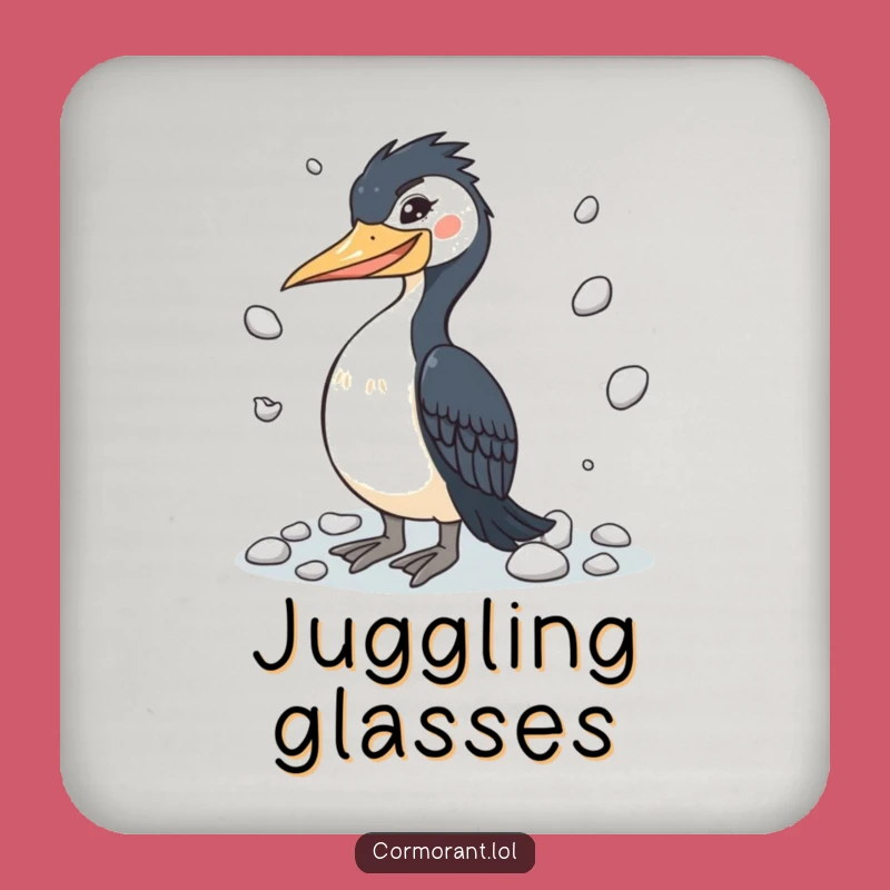 Funny Cormorant Juggling Coaster - Hilarious Bird Drink Protector Gift!