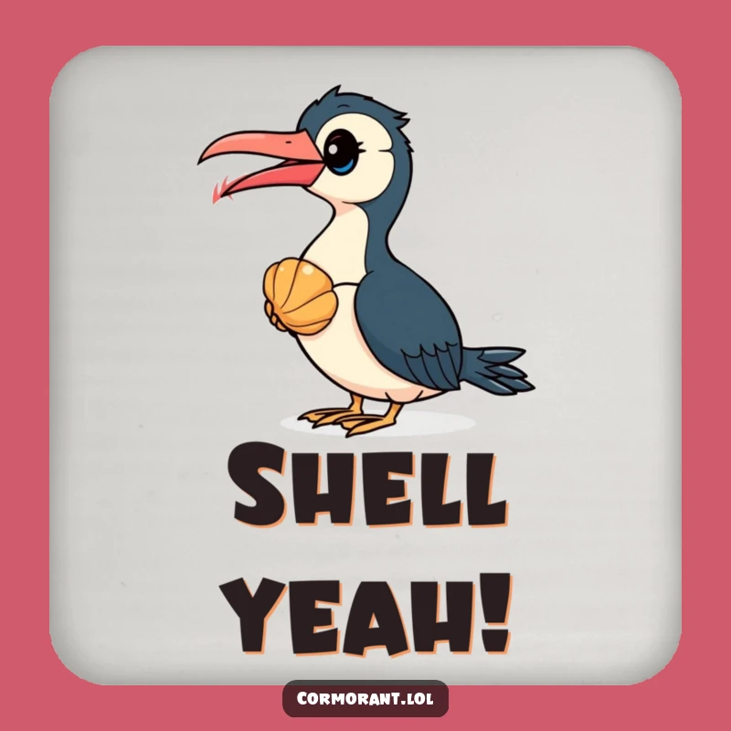 Funny Cormorant Seashell Coaster Set - Protect Surfaces Bird Gift